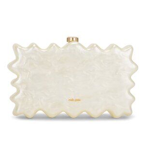 Cult Gaia Paloma Clutch in Ivory Cream White Hardshell Pouch